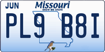 MO license plate PL9B8I
