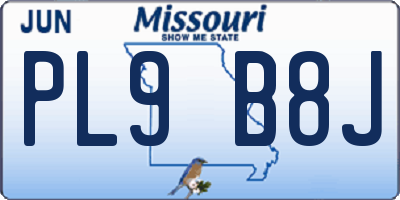 MO license plate PL9B8J
