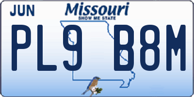 MO license plate PL9B8M