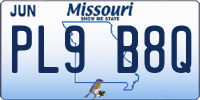 MO license plate PL9B8Q