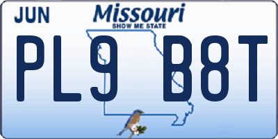 MO license plate PL9B8T