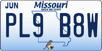 MO license plate PL9B8W