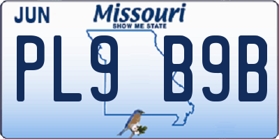 MO license plate PL9B9B