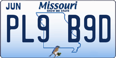 MO license plate PL9B9D