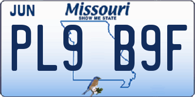 MO license plate PL9B9F