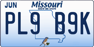 MO license plate PL9B9K