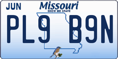 MO license plate PL9B9N