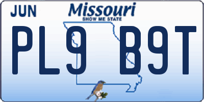 MO license plate PL9B9T