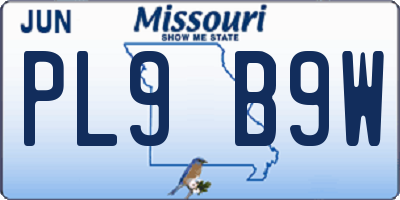 MO license plate PL9B9W