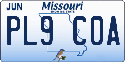 MO license plate PL9C0A