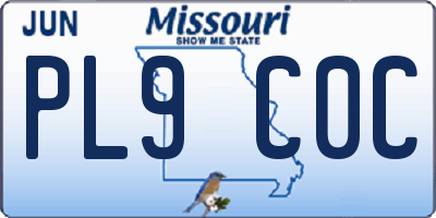 MO license plate PL9C0C