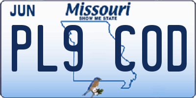 MO license plate PL9C0D