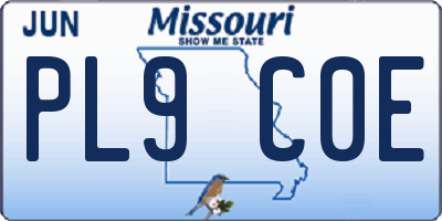 MO license plate PL9C0E