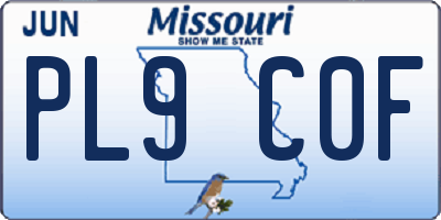 MO license plate PL9C0F