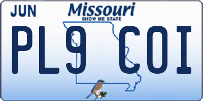 MO license plate PL9C0I
