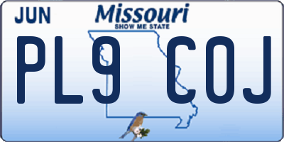 MO license plate PL9C0J