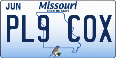 MO license plate PL9C0X