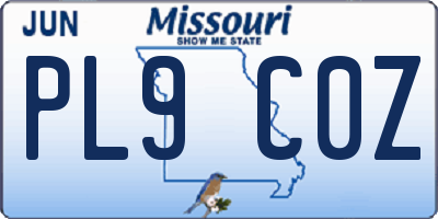 MO license plate PL9C0Z
