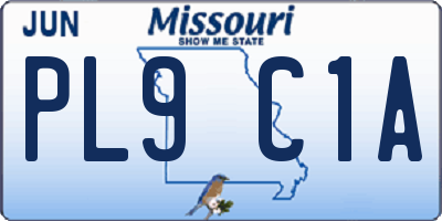 MO license plate PL9C1A