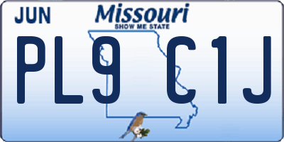 MO license plate PL9C1J