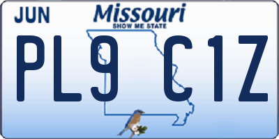 MO license plate PL9C1Z