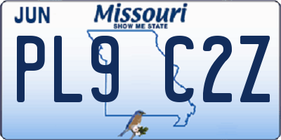 MO license plate PL9C2Z