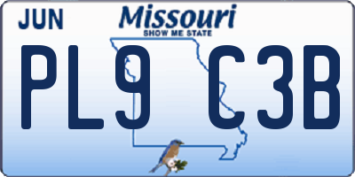 MO license plate PL9C3B