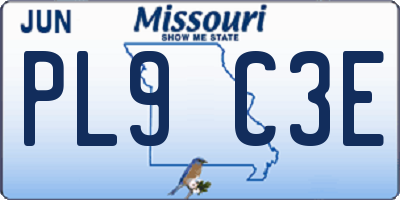 MO license plate PL9C3E