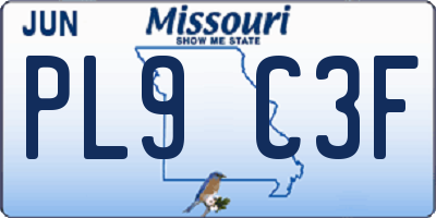 MO license plate PL9C3F