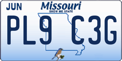 MO license plate PL9C3G