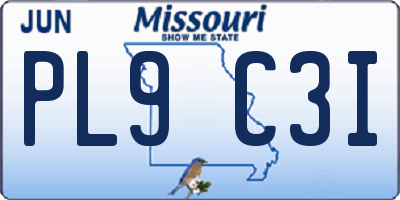 MO license plate PL9C3I