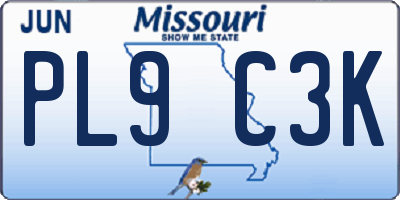 MO license plate PL9C3K