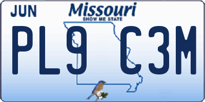 MO license plate PL9C3M