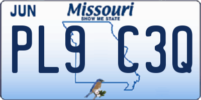MO license plate PL9C3Q