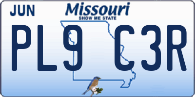 MO license plate PL9C3R