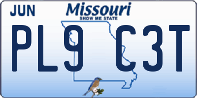 MO license plate PL9C3T