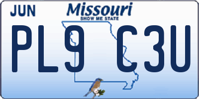 MO license plate PL9C3U