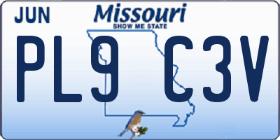 MO license plate PL9C3V