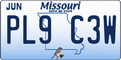 MO license plate PL9C3W