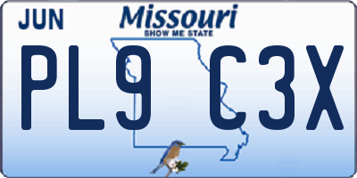 MO license plate PL9C3X