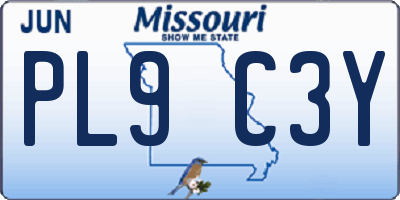 MO license plate PL9C3Y