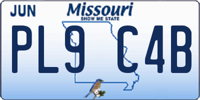 MO license plate PL9C4B