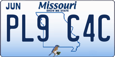 MO license plate PL9C4C