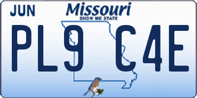 MO license plate PL9C4E