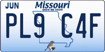 MO license plate PL9C4F