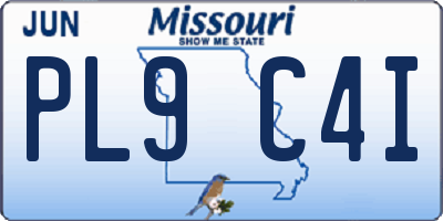 MO license plate PL9C4I