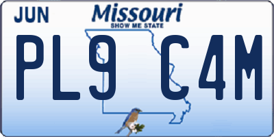 MO license plate PL9C4M