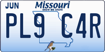 MO license plate PL9C4R