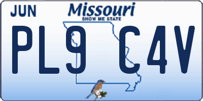 MO license plate PL9C4V