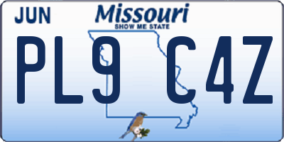 MO license plate PL9C4Z